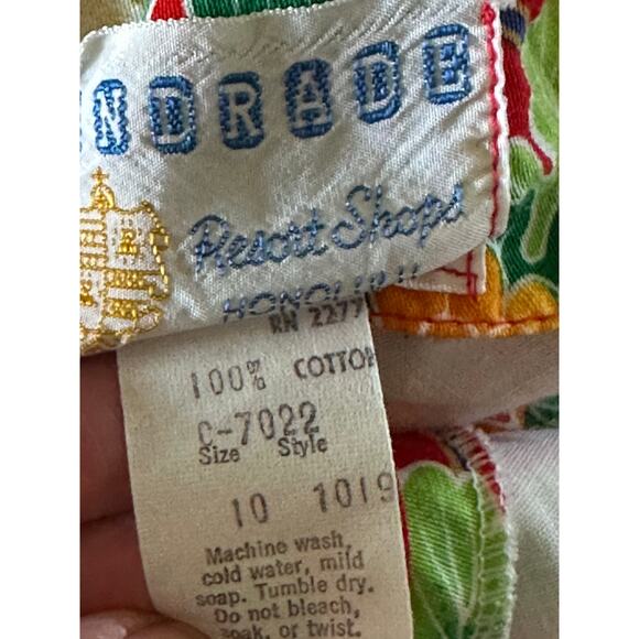 Vintage Andrade Womens Hawaiian Dress Size Sm4-6 Red Floral Tropical Print Maxi - Picture 3 of 11